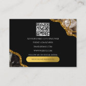 Black Gold Agate Geode Glitter Monogram QR Code Visitekaartje (Achterkant)