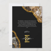 Black & Gold Agate Geode Glitter Weddenfoto Bedankkaart (Achterkant)