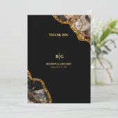 Black & Gold Agate Geode Glitter Weddenschap Harte Bedankkaart (Staand voorkant)