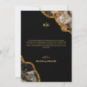 Black & Gold Agate Geode Glitter Weddenschap Harte Bedankkaart (Achterkant)