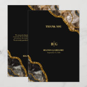 Black & Gold Agate Geode Glitter Weddenschap Harte Bedankkaart (Voorkant / Achterkant)