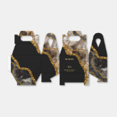 Black & Gold Agate Geode Glitter Wedding Bedankdoosjes (Uitgevouwen)
