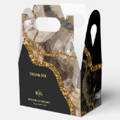 Black & Gold Agate Geode Glitter Wedding Bedankdoosjes (Geopend)