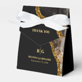 Black & Gold Agate Geode Glitter Wedding Bedankdoosjes