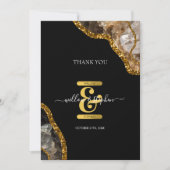 Black & Gold Agate Geode Glitter Wedding Bedankkaart (Voorkant)
