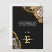 Black & Gold Agate Geode Glitter Wedding Bedankkaart (Achterkant)