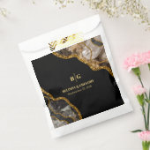 Black & Gold Agate Geode Glitter Wedding Bedankzakje (Gezegeld)