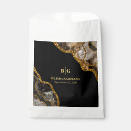 Black & Gold Agate Geode Glitter Wedding Bedankzakje