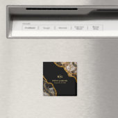 Black & Gold Agate Geode Glitter Wedding Favor Magneet (Insitu (Vaatwasser))