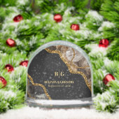 Black & Gold Agate Geode Glitter Wedding Favor Sneeuwbol (Kerstmis)