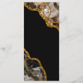Black & Gold Agate Geode Glitter Wedding Menu (Achterkant)