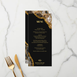 Black & Gold Agate Geode Glitter Wedding Menu