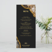 Black & Gold Agate Geode Glitter Wedding Menu (Staand voorkant)