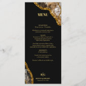 Black & Gold Agate Geode Glitter Wedding Menu (Voorkant)