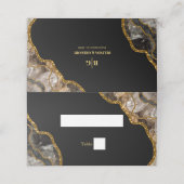 Black & Gold Agate Geode Glitter Wedding Plaatskaartje (Buitenkant ongevouwen)