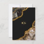 Black & Gold Agate Geode Glitter Wedding RSVP Kaartje (Achterkant)