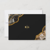 Black & Gold Agate Geode Glitter Wedding RSVP Kaartje (Achterkant)
