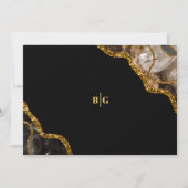 Black & Gold Agate Geode Glitter Wedding Save The Date (Voorkant)