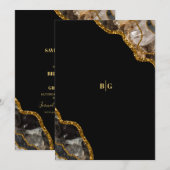 Black & Gold Agate Geode Glitter Wedding Save The Date (Voorkant / Achterkant)