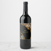 Black & Gold Agate Geode Glitter Wedding Wijn Etiket (Voorkant)