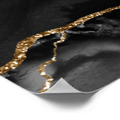 Black Gold Agate Geode Weddenschap Welkomstteken Poster (Hoek)