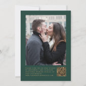 Black Gold Agate Green Photo QR Code Wedding Kaart (Achterkant)
