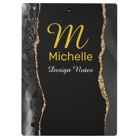 Black & Gold Agate Klembord (Achterkant)