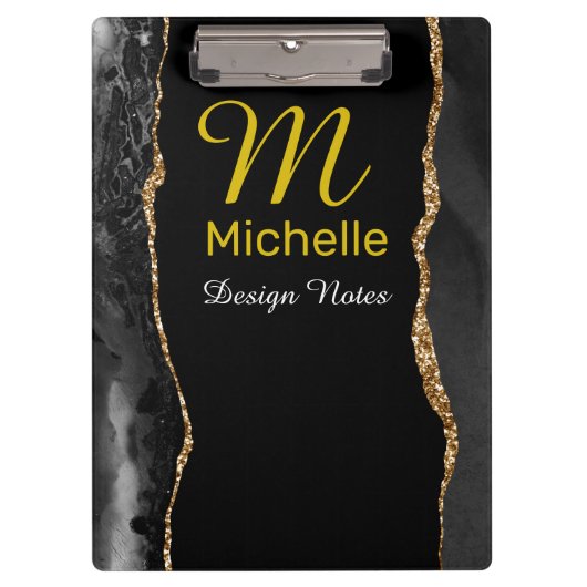 Black & Gold Agate Klembord (Voorkant)
