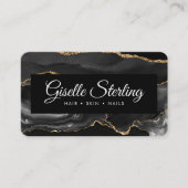 Black Gold Agate Luxe QR-code Visitekaartje (Voorkant)