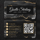 Black Gold Agate Luxury QR Code Visitekaartje