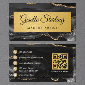 Black Gold Agate Makeup Artist Glitter QR Code Visitekaartje