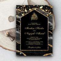 Black Gold Agate Marble Arch Muslim Wedding