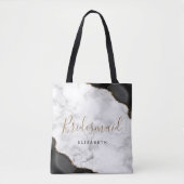 Black Gold Agate Marble Bridesmaid Tote Bag (Voorkant)