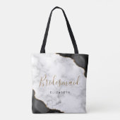 Black Gold Agate Marble Bridesmaid Tote Bag (Achterkant)