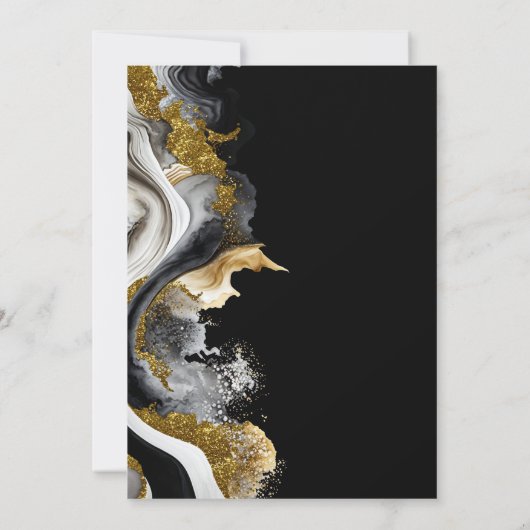 Black Gold Agate Marble Engagement Party Kaart (Achterkant)