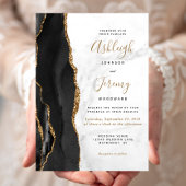 Black Gold Agate Marble Wedding Kaart