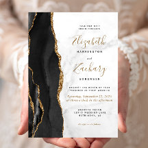 Black Gold Agate Marble Wedding