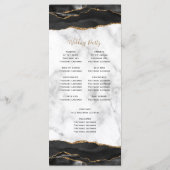 Black Gold Agate Marble Wedding Programmakaart (Achterkant)