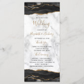 Black Gold Agate Marble Wedding Programmakaart (Voorkant)
