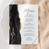 Black Gold Agate Modern Script Trouw Menu