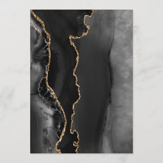 Black Gold Agate Modern Script Trouw Menu (Achterkant)