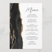 Black Gold Agate Modern Script Trouw Menu (Voorkant)