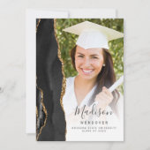 Black Gold Agate Photo Afstuderen aangekondigd Kaart (Voorkant)