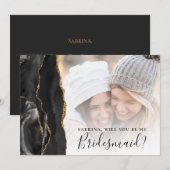 Black Gold Agate Photo Bridesmaid Proposal (Voorkant / Achterkant)