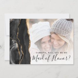 Black Gold Agate Photo Maid of Honor Proposal