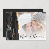 Black Gold Agate Photo Maid of Honor Proposal (Voorkant / Achterkant)