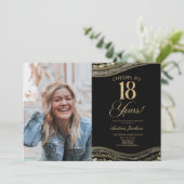 Black Gold Agate Picture 18th Birthday Party Kaart (Staand voorkant)