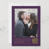 Black Gold Agate Purple Photo QR Code Wedding Kaart (Achterkant)