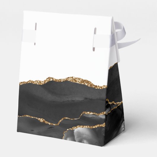 Black Gold Agate Script Eerste Communie Bedankdoosjes (Achterkant)