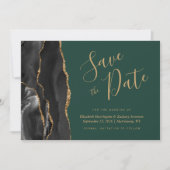 Black Gold Agate Smaragdgroene Save the Date Kaart (Voorkant)